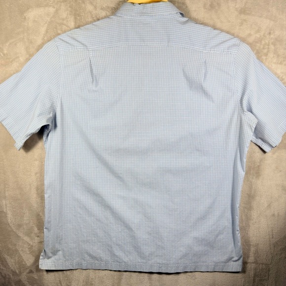 Lands End Mens XL Blue Gingham Check Short Sleeve Button Up Shirt Work‎ Pockets - Picture 7 of 7